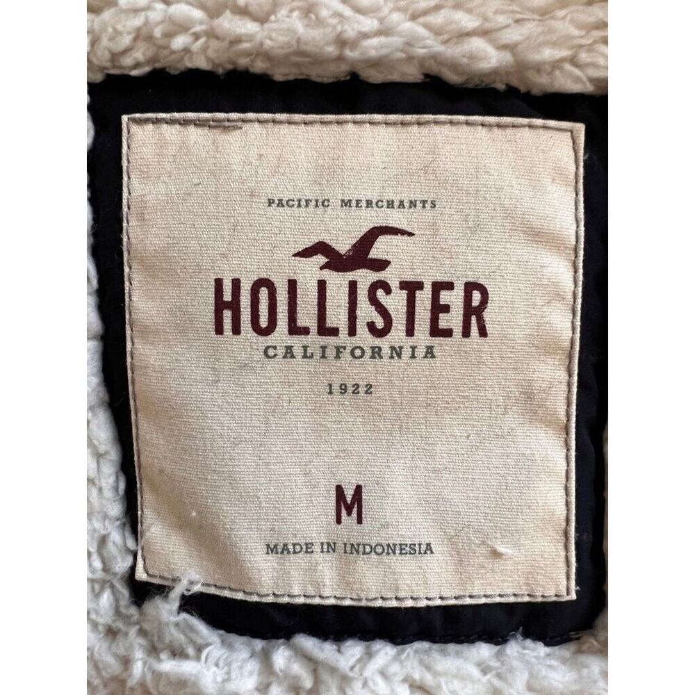 Hollister Puffer Vest MEDIUM Blue Full Zip Hooded Insulated Feather Down - Picture 10 of 13